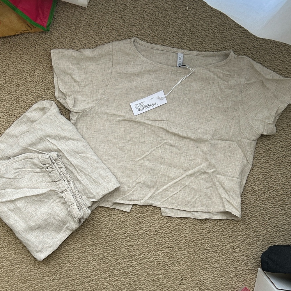 Rachel Pally Natural Linen Top and Pant set, size S. NWT